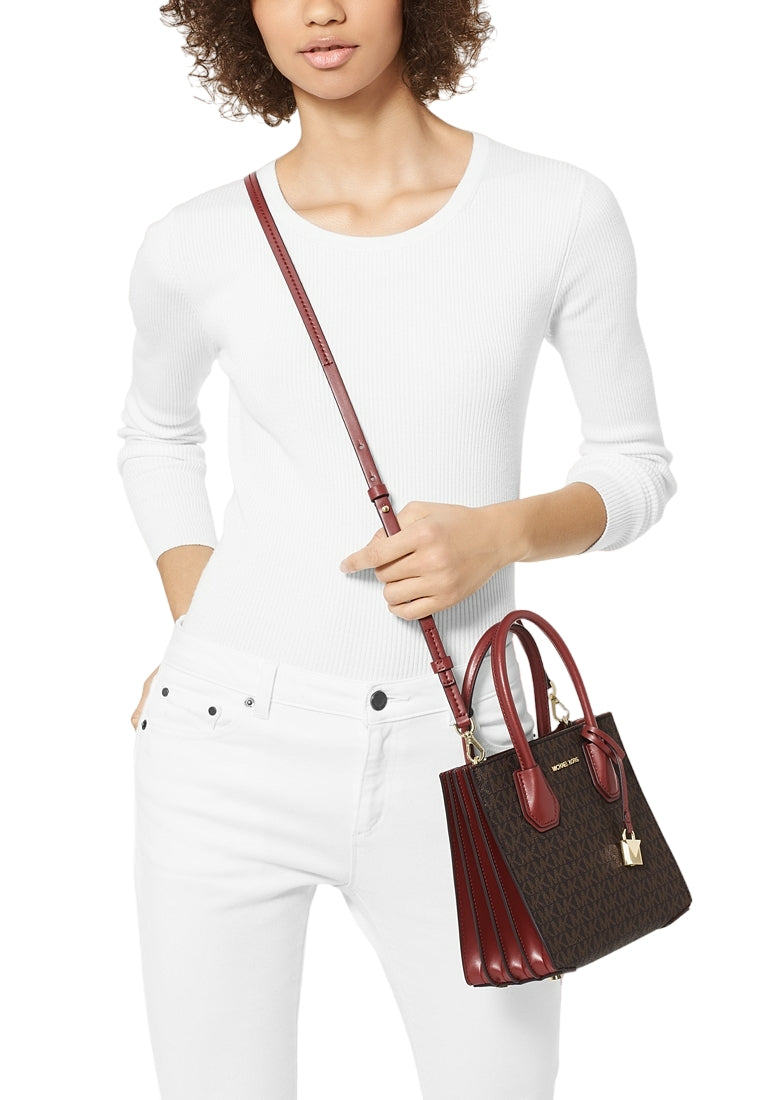 Michael Kors Mercer Medium Logo Accordion Tote Bag - Brandy