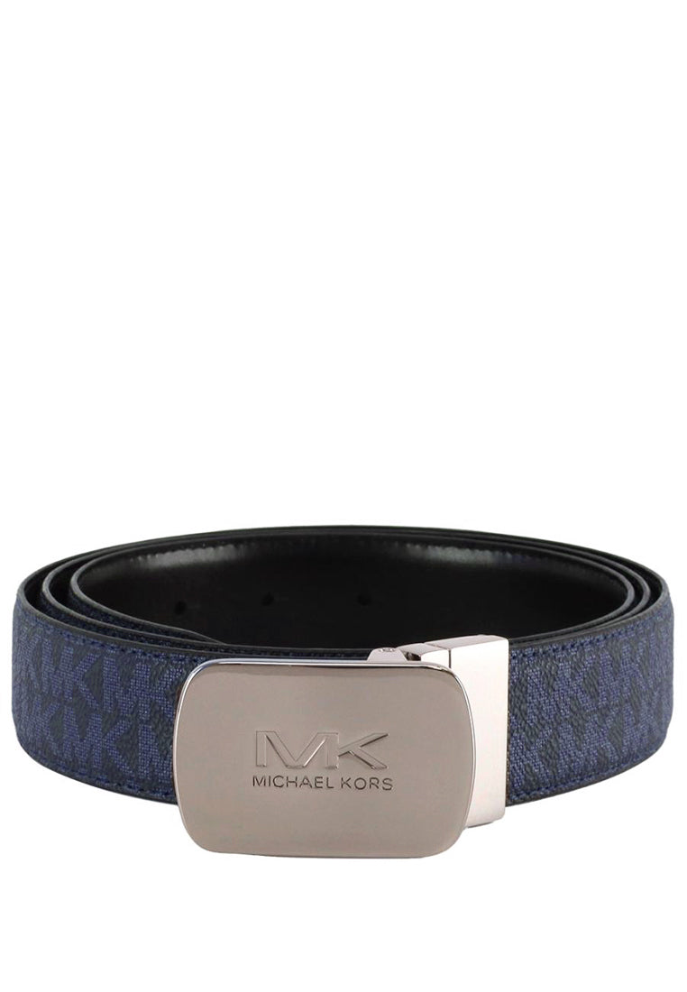 Michael Kors Mens Reversible Belt Signature Plaque Buckle Belt 34MM - Admiral