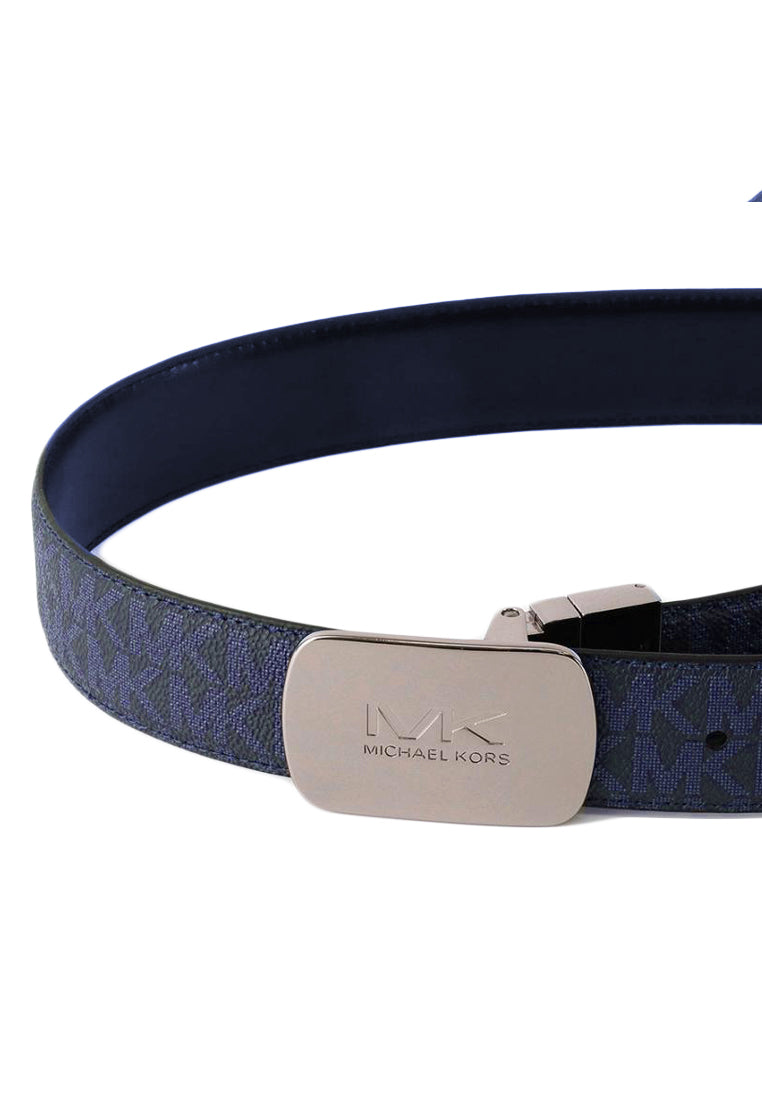 Michael Kors Mens Reversible Belt Signature Plaque Buckle Belt 34MM - Admiral