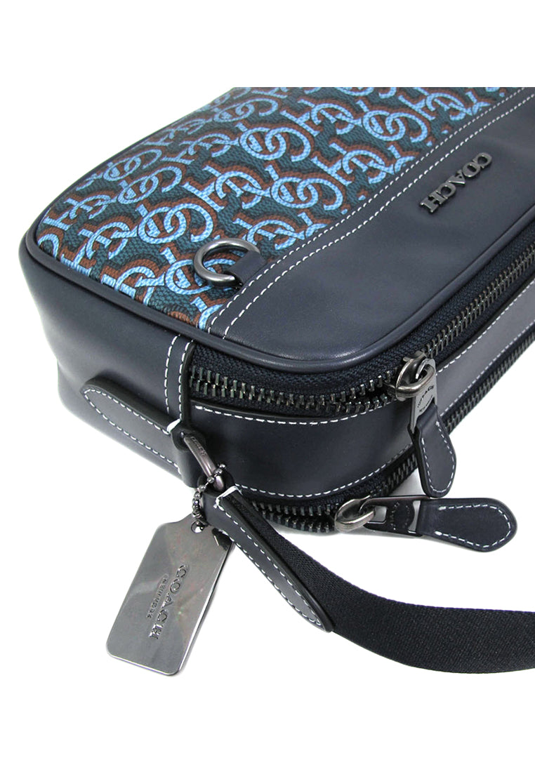 Coach Mens Graham Crossbody With Signature Monogram Print - Navy