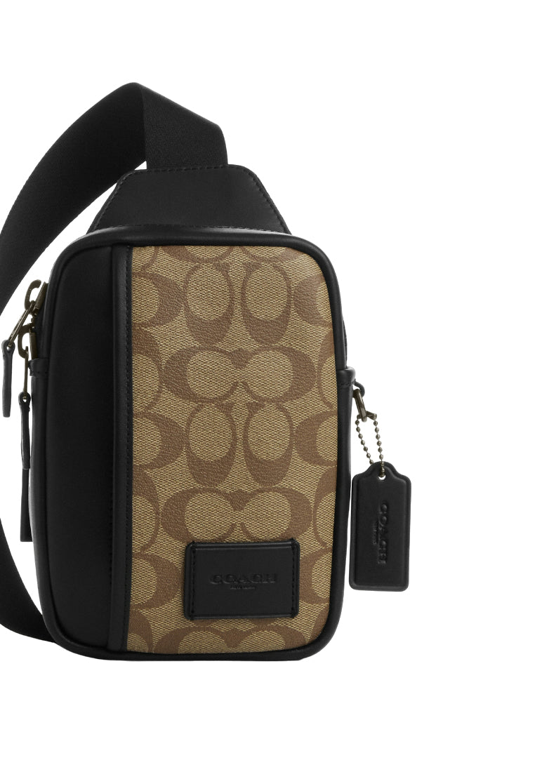 Coach Mens Edge L Pack In Signature Canvas - Brown/Black