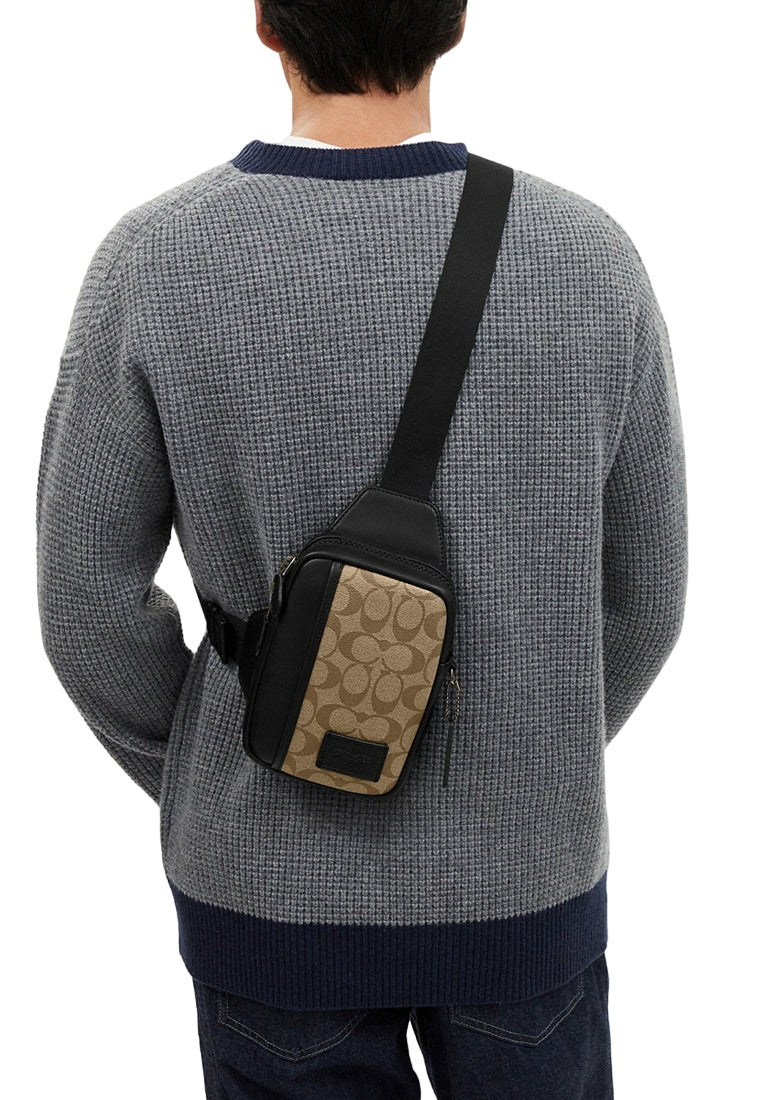 Coach Mens Edge L Pack In Signature Canvas - Brown/Black