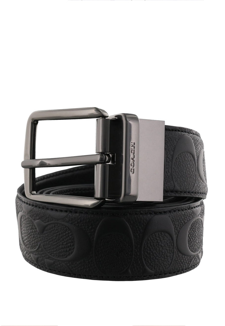 Coach Mens Wide Harness Cut To Size Reversible Signature Leather Belt 38MM - Black