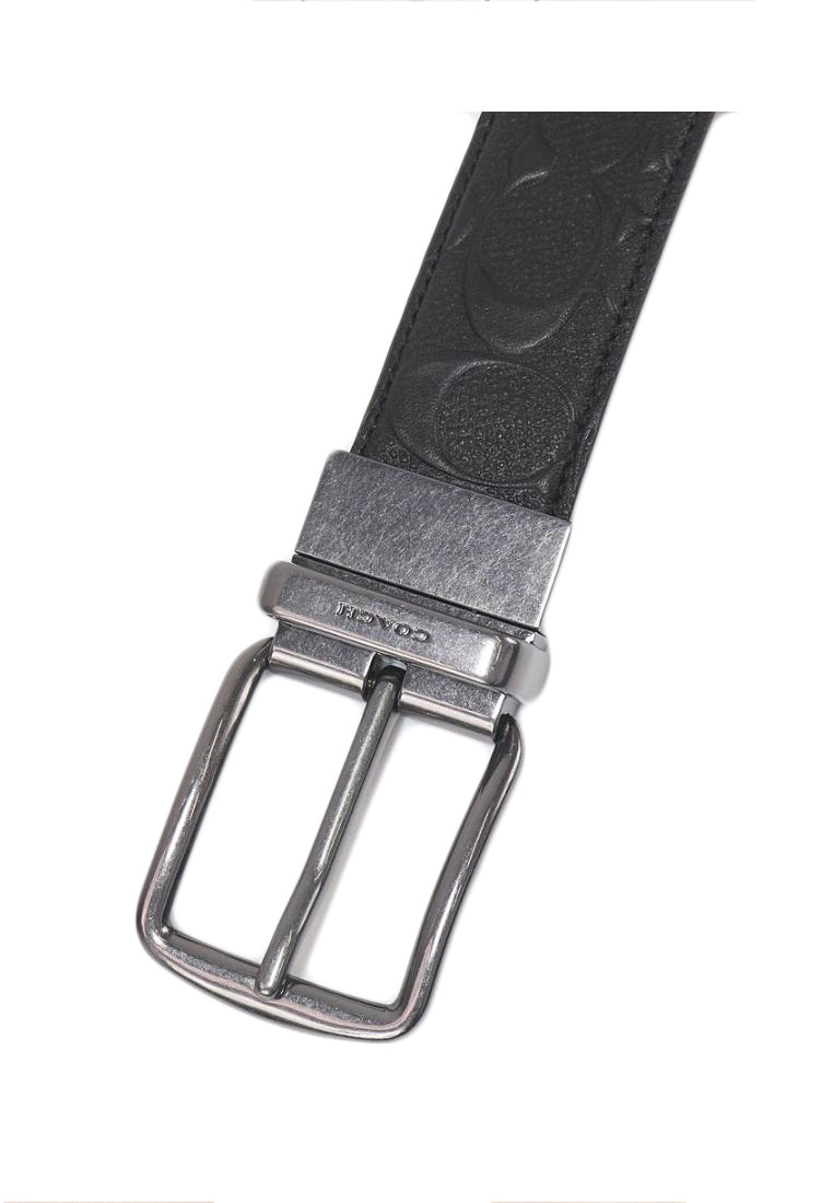 Coach Mens Wide Harness Cut To Size Reversible Signature Leather Belt 38MM - Black