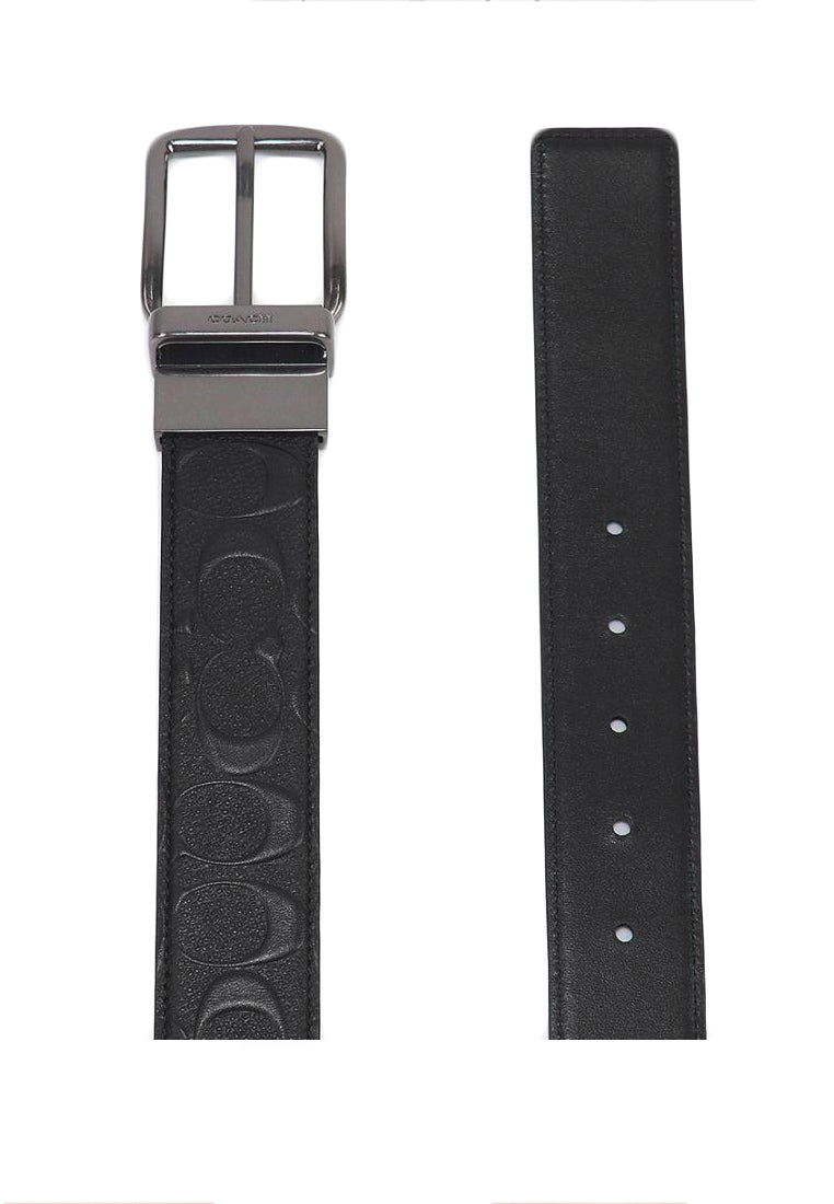 Coach Mens Wide Harness Cut To Size Reversible Signature Leather Belt 38MM - Black
