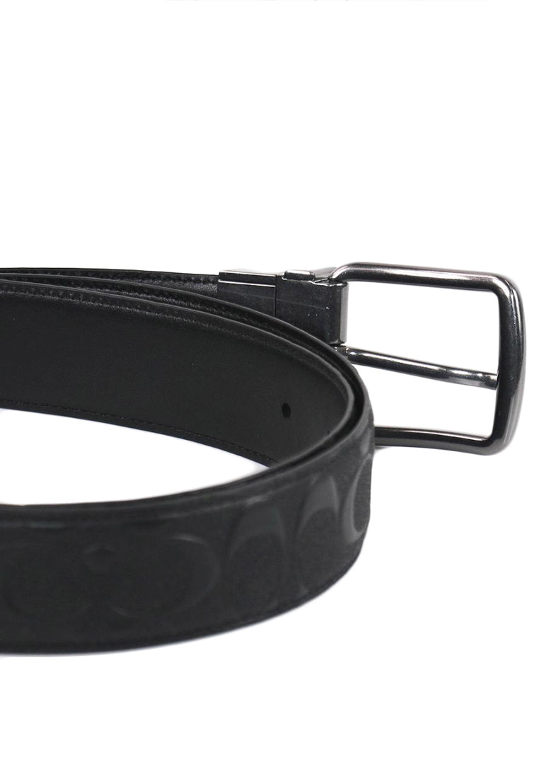 Coach Mens Wide Harness Cut To Size Reversible Signature Leather Belt 38MM - Black