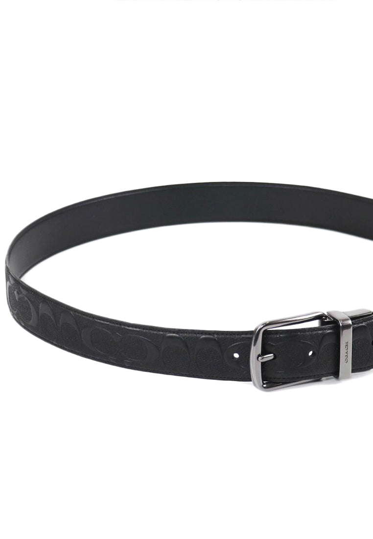 Coach Mens Wide Harness Cut To Size Reversible Signature Leather Belt 38MM - Black