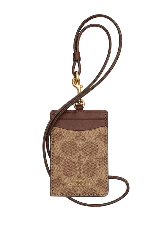 Coach ID Lanyard In Signature Canvas - Tan/Brown
