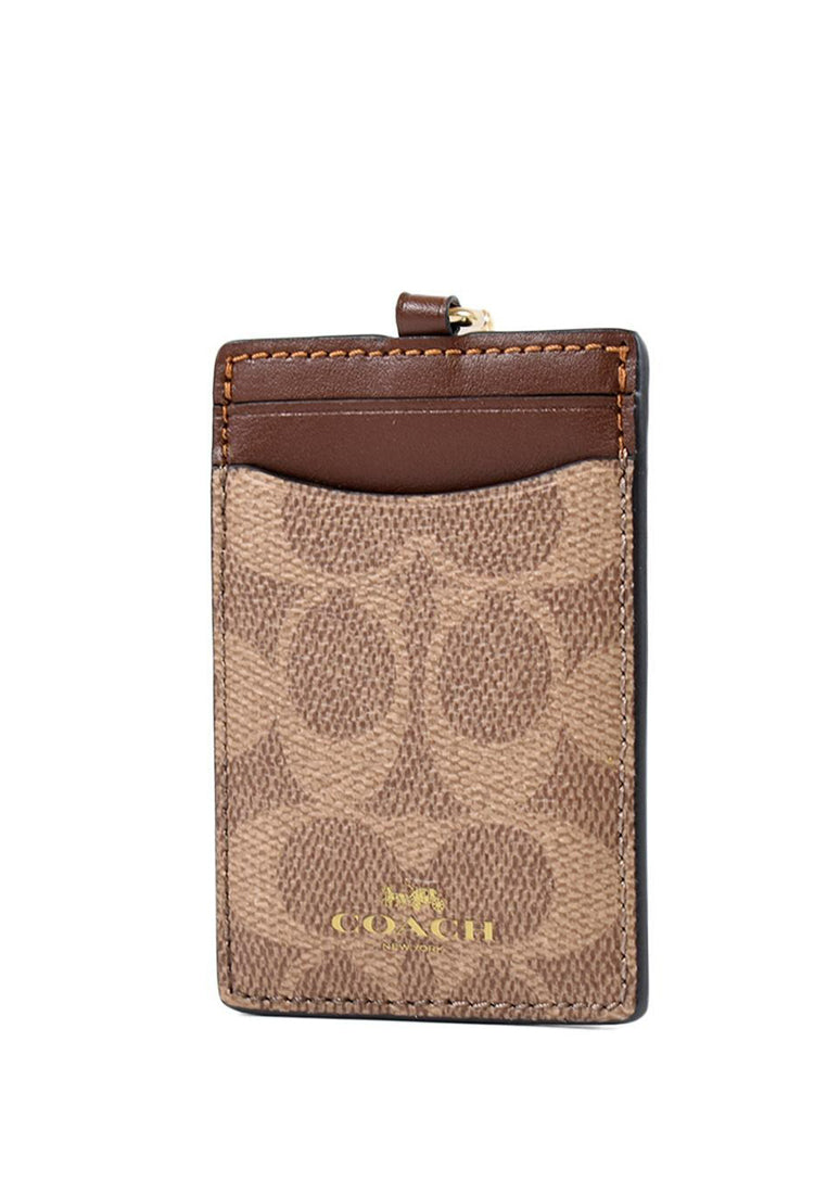 Coach ID Lanyard In Signature Canvas - Tan/Brown