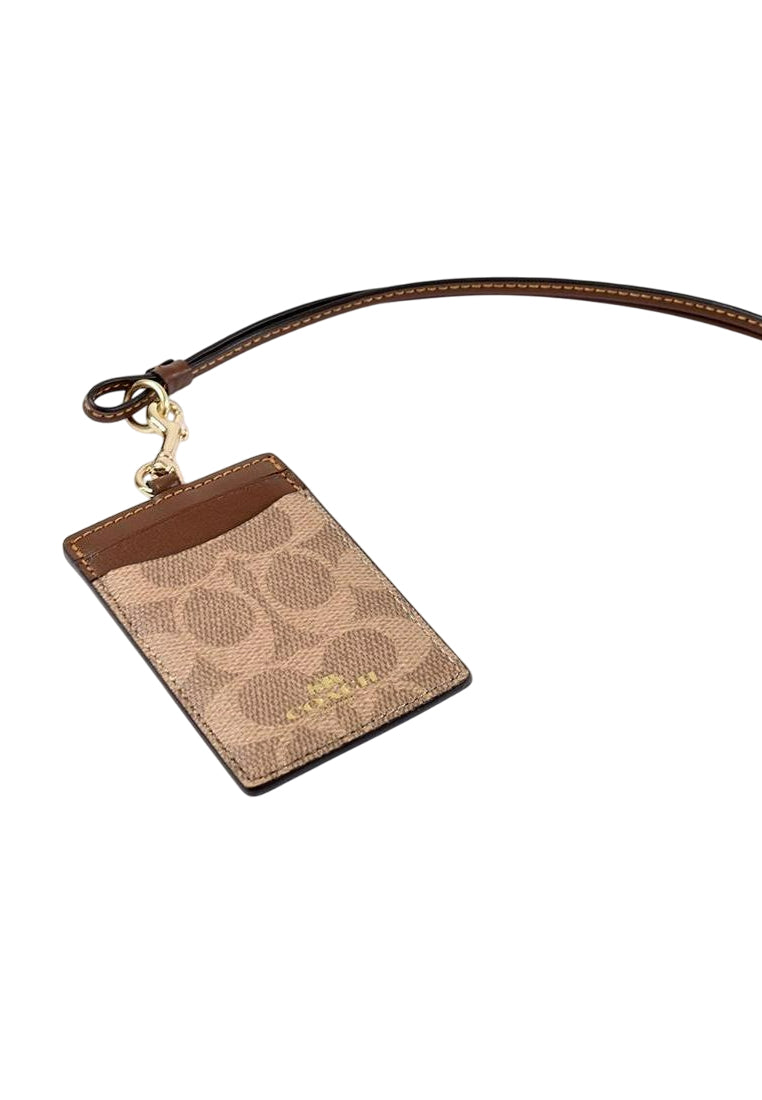 Coach ID Lanyard In Signature Canvas - Tan/Brown