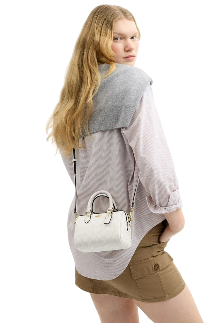 Coach Mini Rowan Crossbody Bag In Signature Canvas - Gracier White