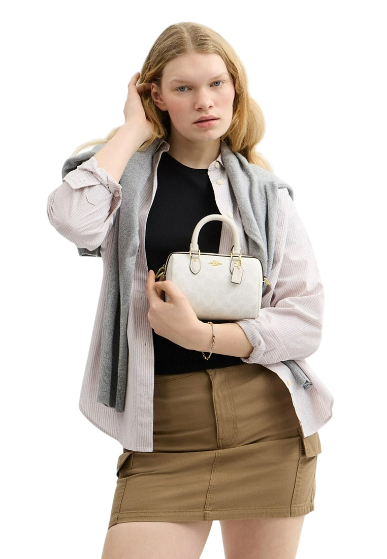 Coach Mini Rowan Crossbody Bag In Signature Canvas - Gracier White