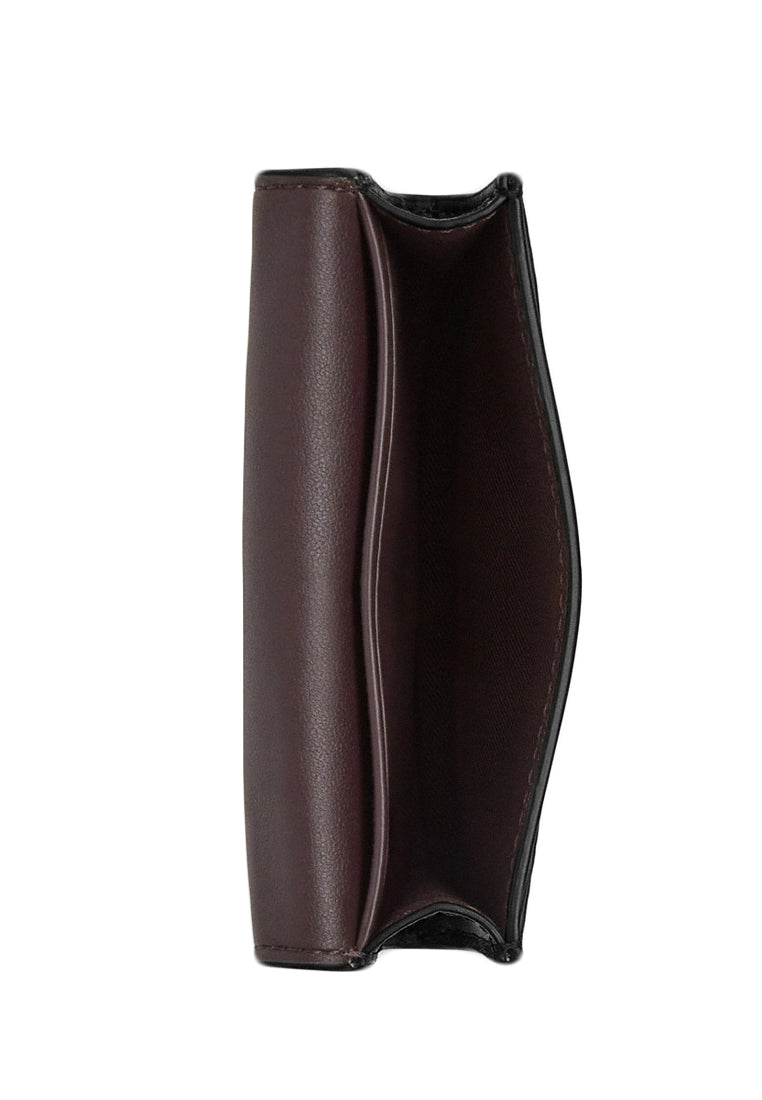 Coach Flap Card Case In Signature Canvas - Walnut/Black