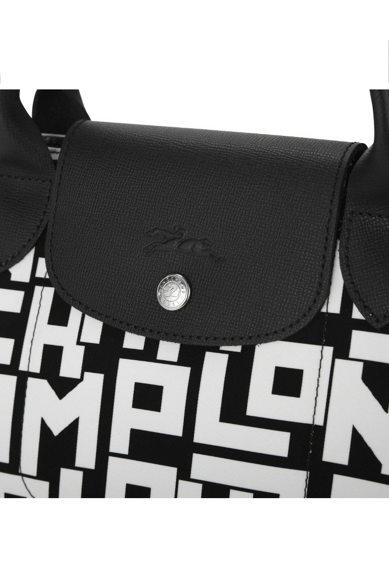 Longchamp Le Pliage LGP Small Top Handle Bag - White/Black