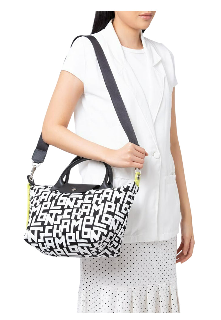 Longchamp Le Pliage LGP Small Top Handle Bag - White/Black