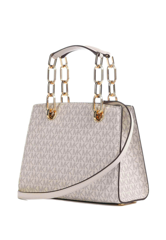 Michael Kors Cynthia Small Signature Logo Satchel - Vanilla