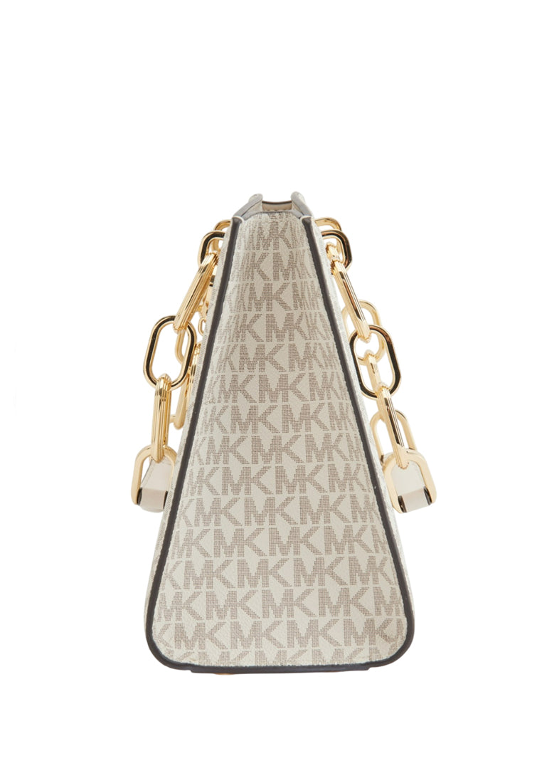 Michael Kors Cynthia Small Signature Logo Satchel - Vanilla