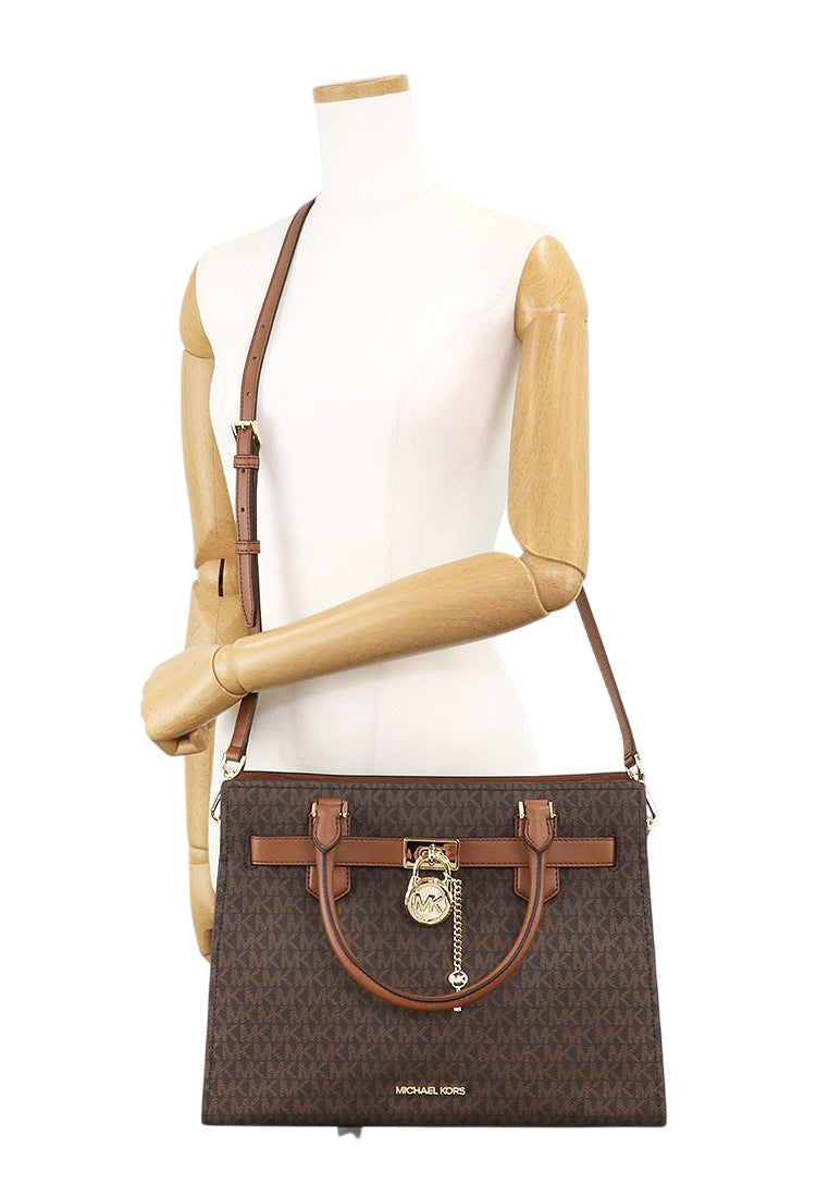 Michael Kors Hamilton Medium Logo Satchel - Brown