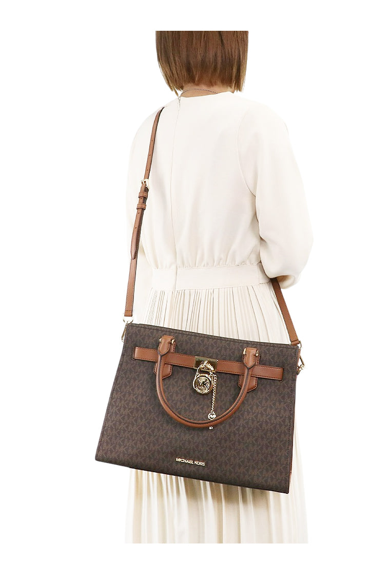 Michael Kors Hamilton Medium Logo Satchel - Brown