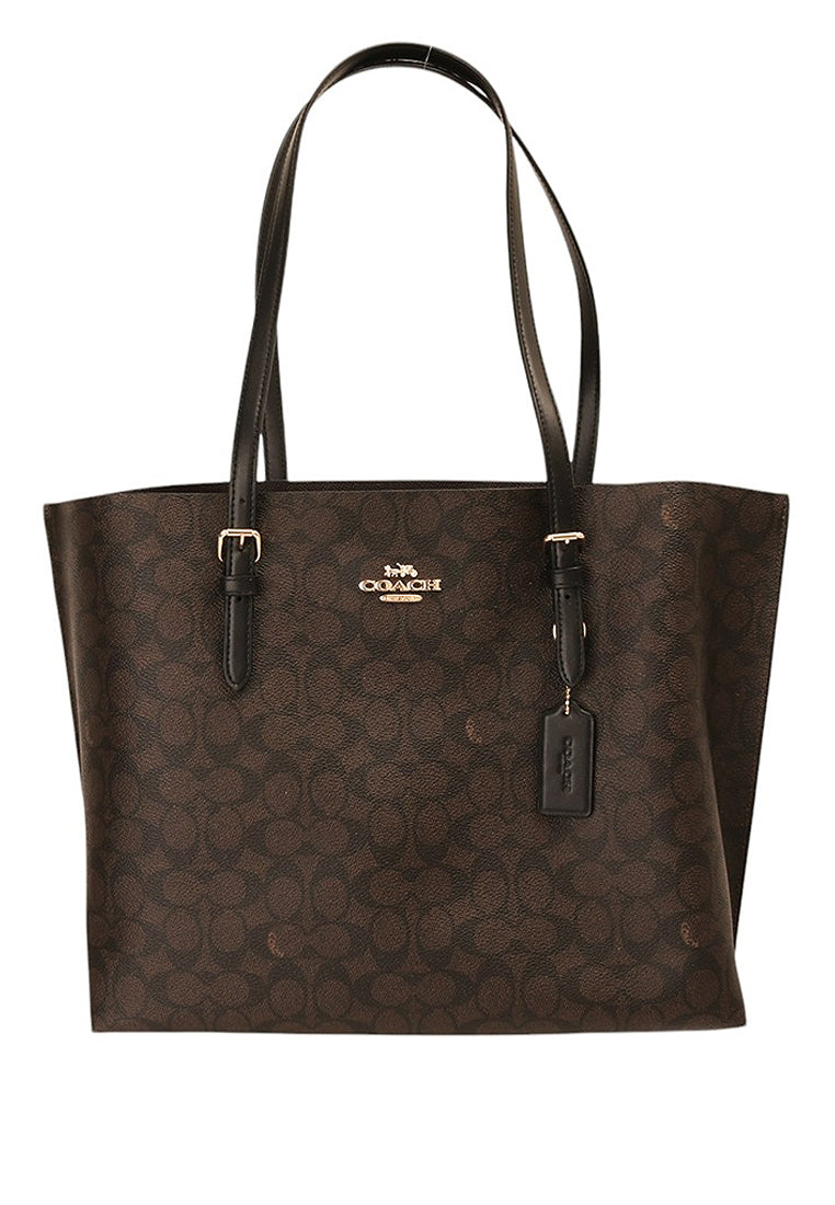 Coach Mollie Tote Bag In Signature Canvas - Walnut Black