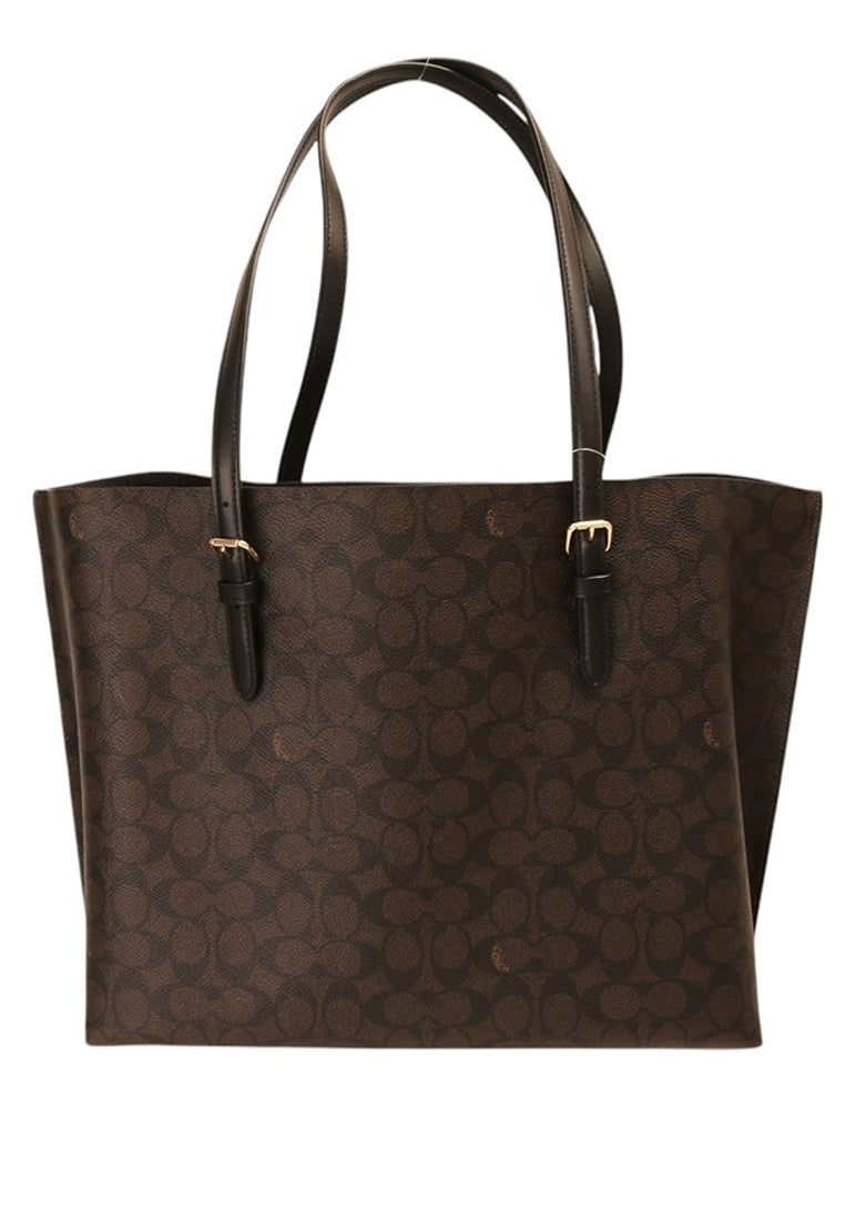 Coach Mollie Tote Bag In Signature Canvas - Walnut Black