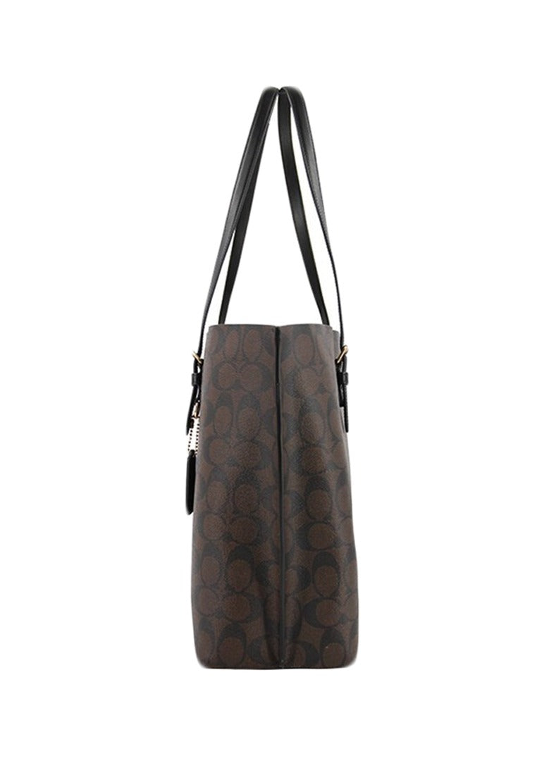 Coach Mollie Tote Bag In Signature Canvas - Walnut Black