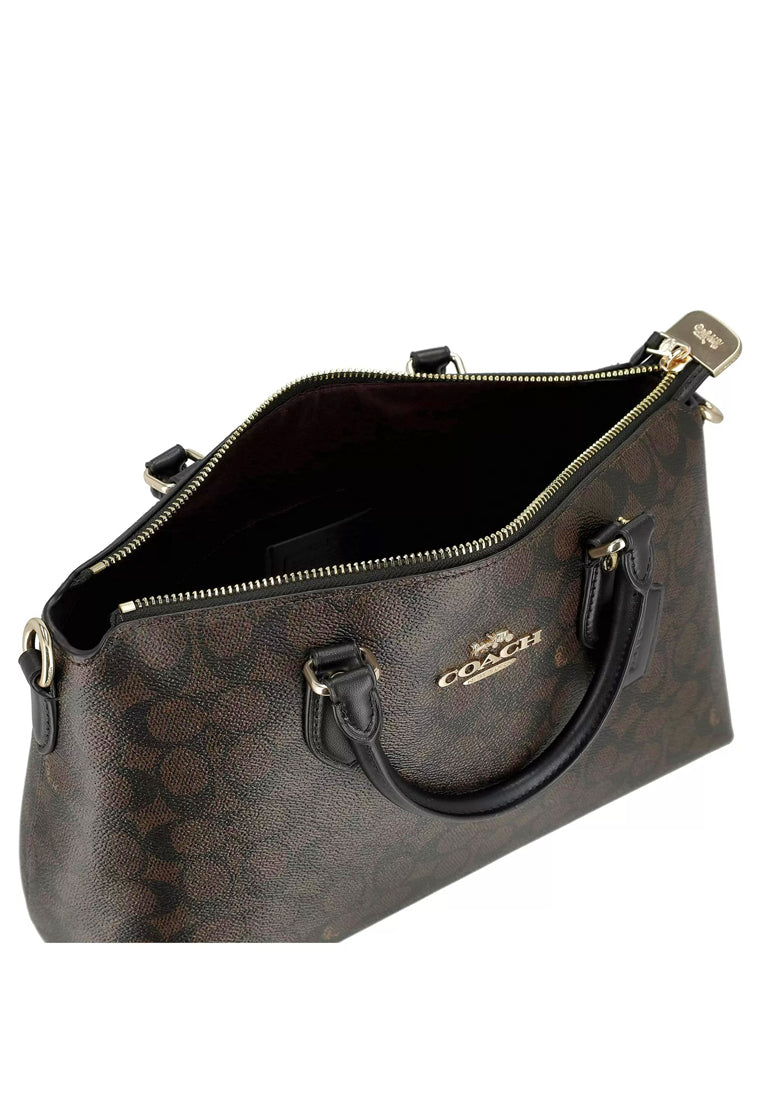 Coach Georgia Satchel Bag In Signature Canvas - Walnut/Black