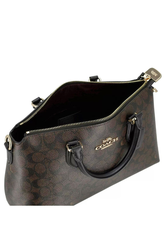 Coach Georgia Satchel Bag In Signature Canvas - Walnut/Black