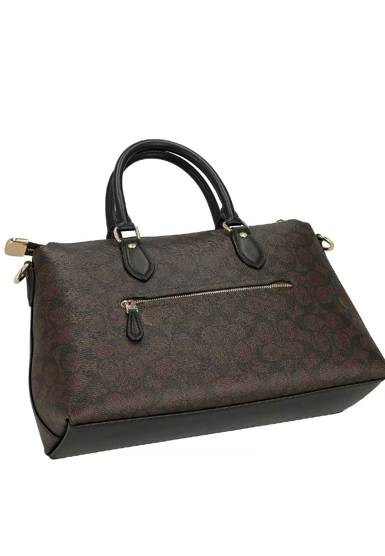 Coach Georgia Satchel Bag In Signature Canvas - Walnut/Black