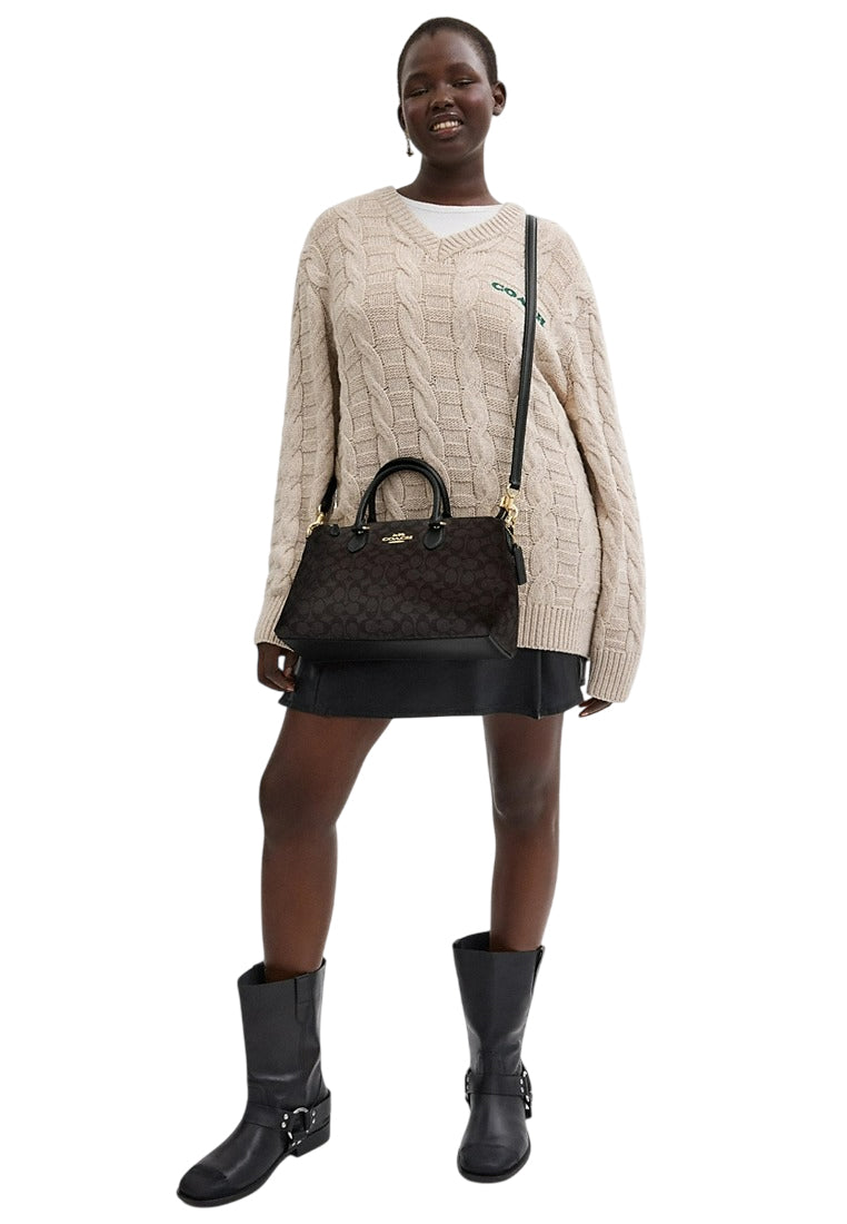 Coach Georgia Satchel Bag In Signature Canvas - Walnut/Black