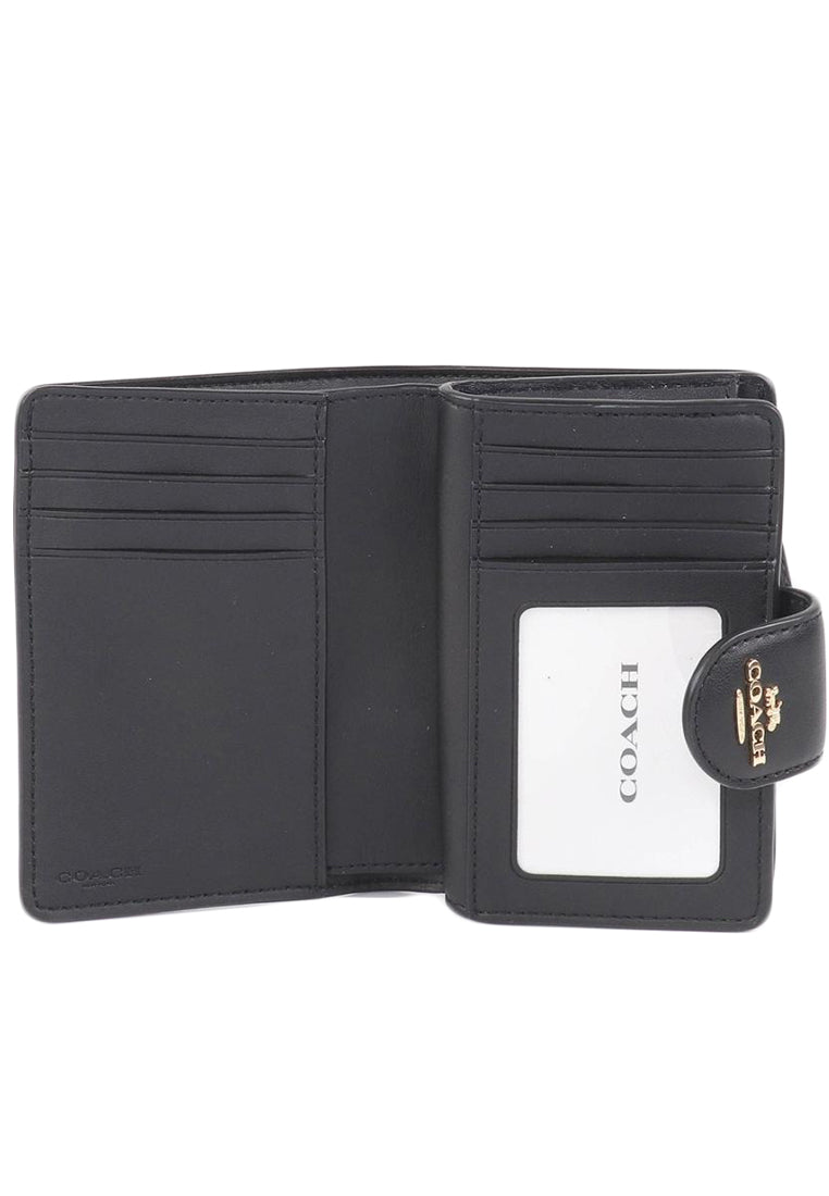 Coach Medium Corner Zip Wallet In Signature Canvas - Walnut/Black