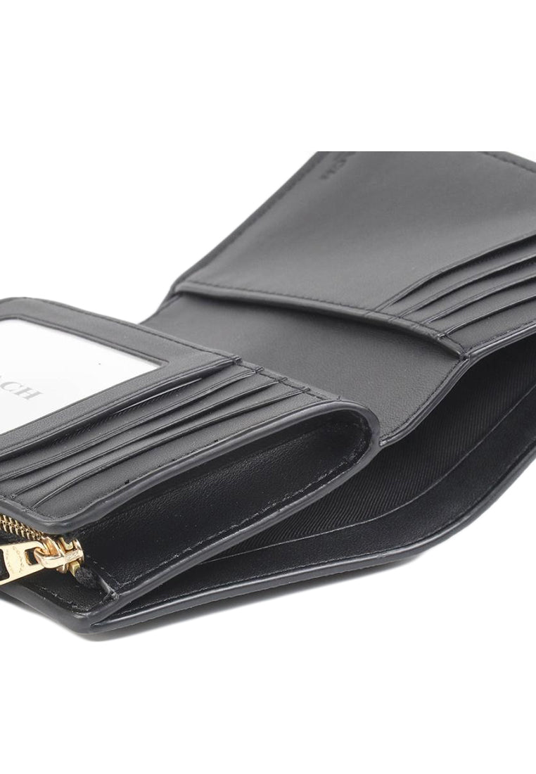 Coach Medium Corner Zip Wallet In Signature Canvas - Walnut/Black