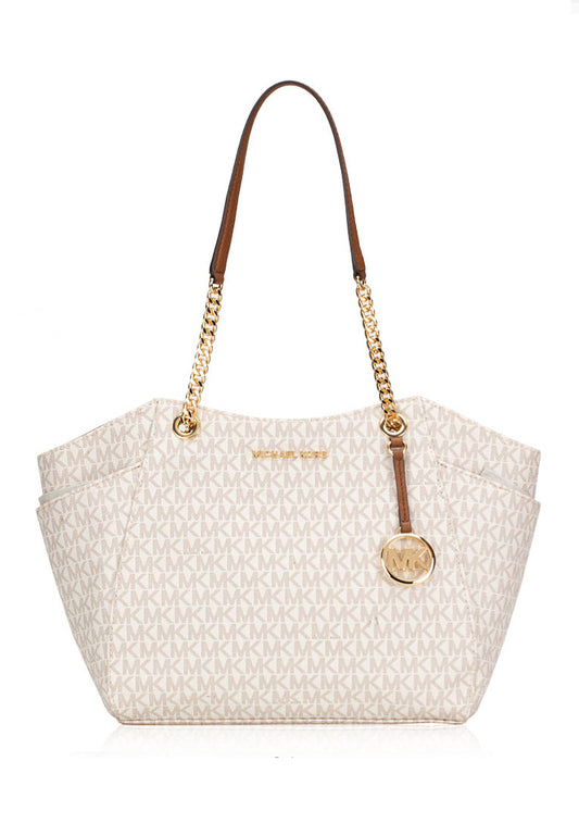 Michael Kors Jet Set Travel Large Chain Shoulder Tote In Signature - Vanilla