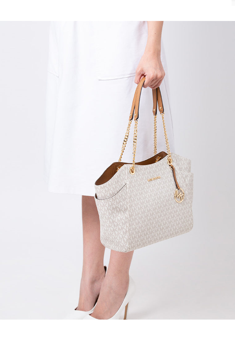 Michael Kors Jet Set Travel Large Chain Shoulder Tote In Signature - Vanilla