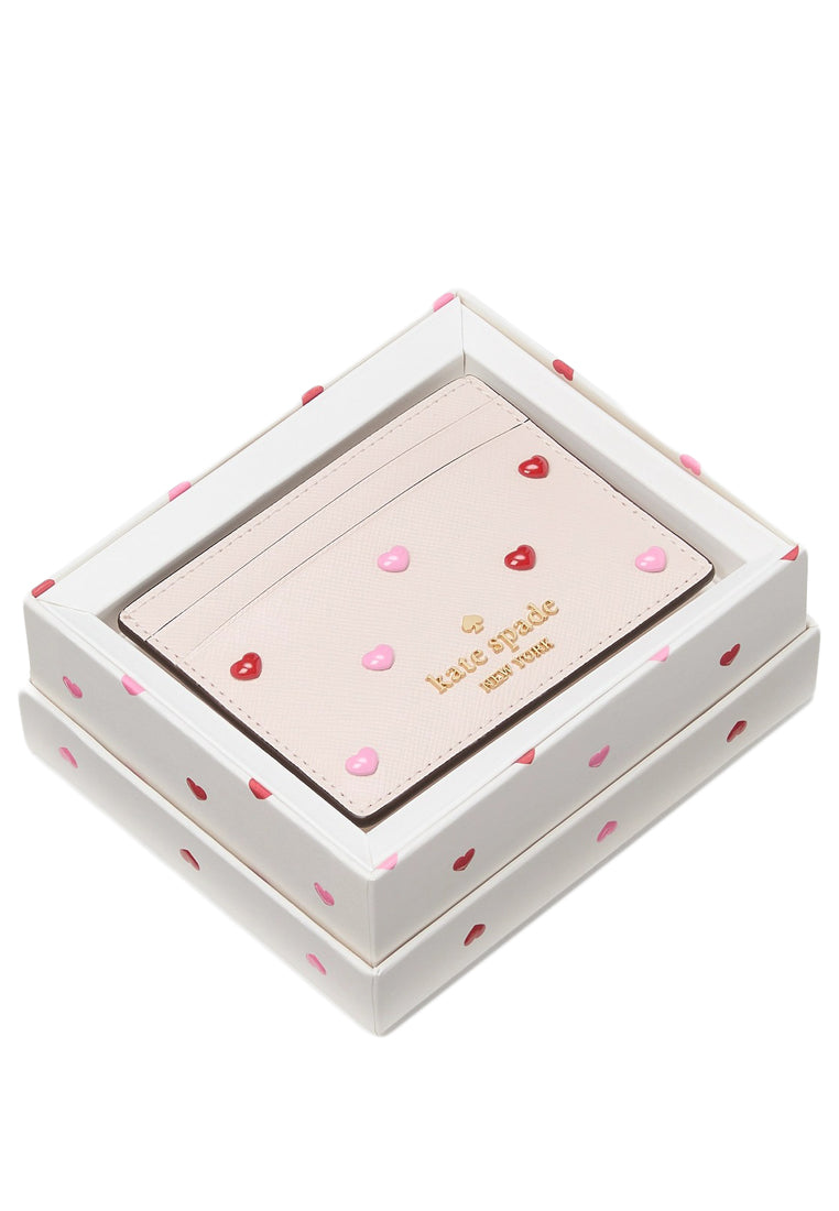 Kate Spade Boxed Madison Heart Studs Small Slim Card Holder - Pink
