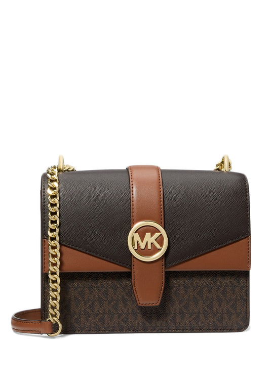 Michael Kors Greenwich Small Color-Block Signature Logo Crossbody Bag - Brown
