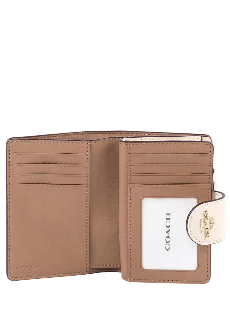 Coach Medium Corner Zip Wallet In Signature Canvas - Sand White