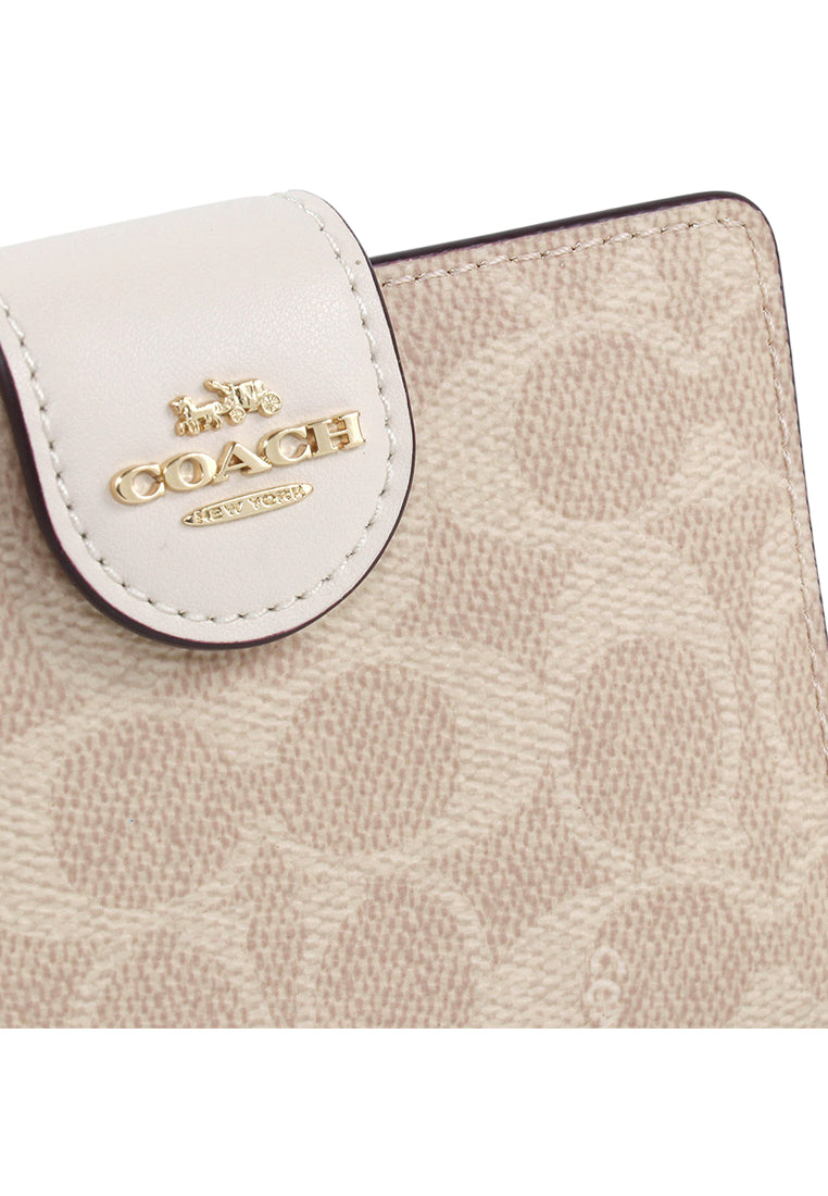 Coach Medium Corner Zip Wallet In Signature Canvas - Sand White