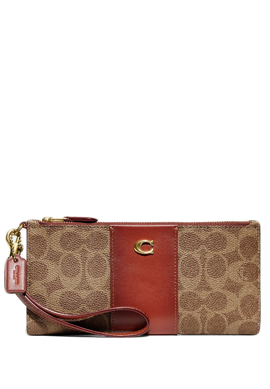 Coach Double Zip Wallet In Signature Canvas - Tan Rust