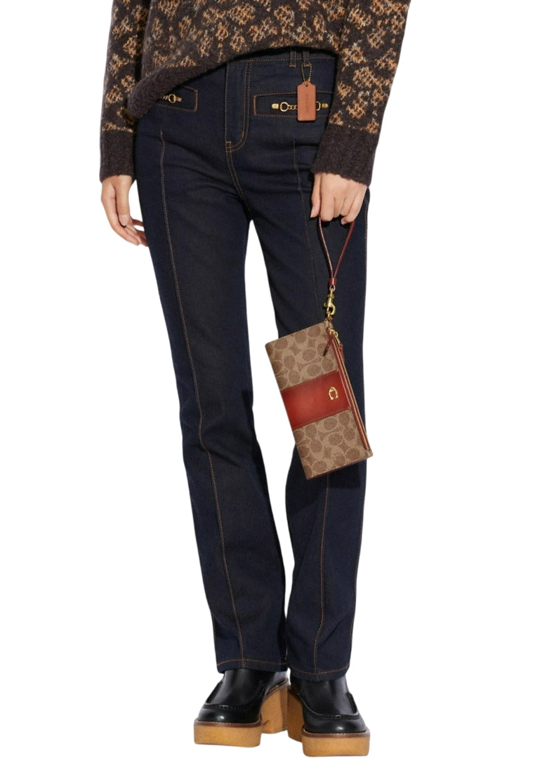 Coach Double Zip Wallet In Signature Canvas - Tan Rust