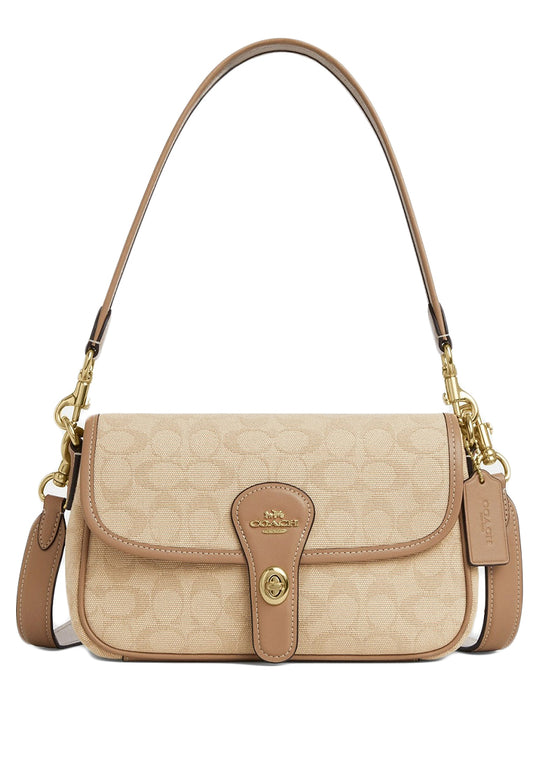 Coach Hadley Shoulder Bag With Signature Canvas - Dark Natural