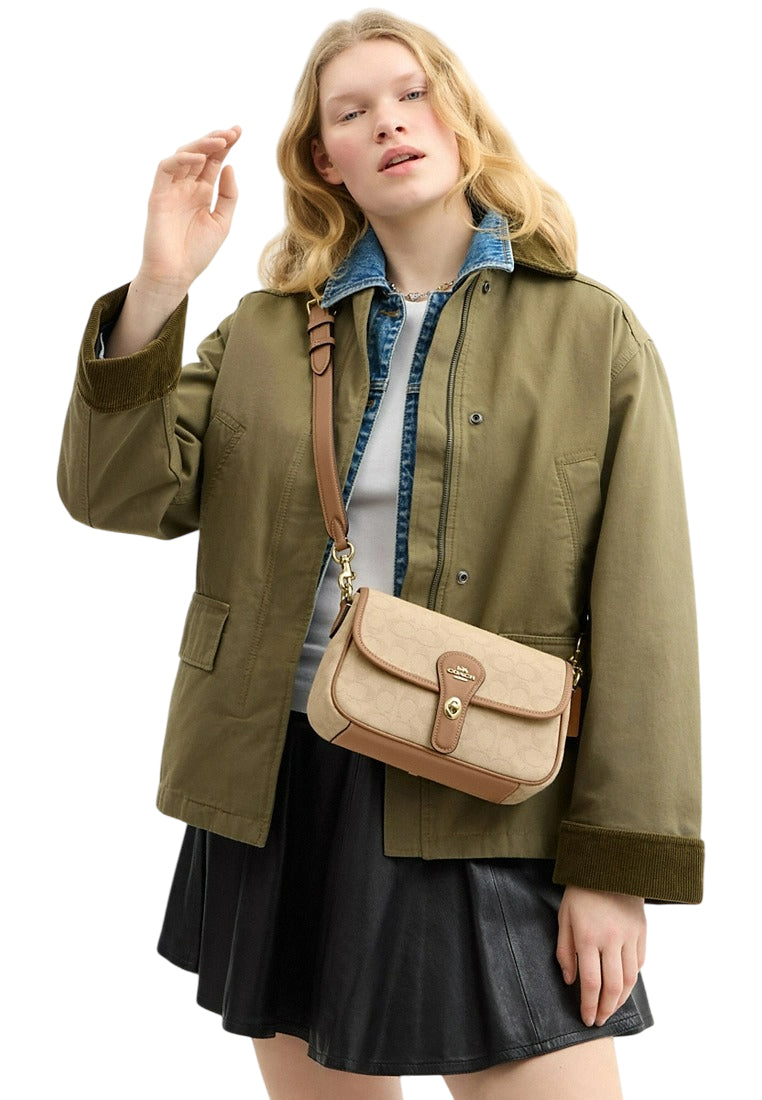 Coach Hadley Shoulder Bag With Signature Canvas - Dark Natural