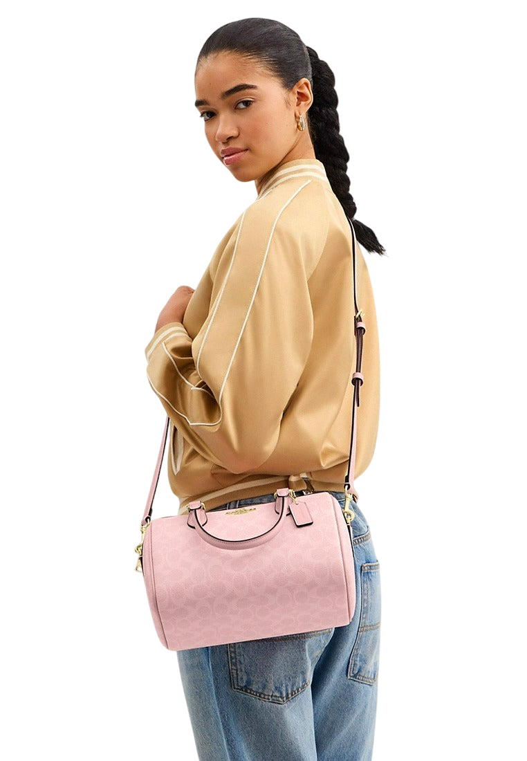Coach Rowan Satchel Bag In Signature Canvas - Powder Pink