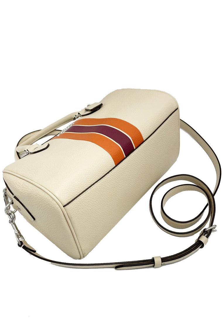 Coach Rowan Satchel Bag With Stripe - Ivory/Multi