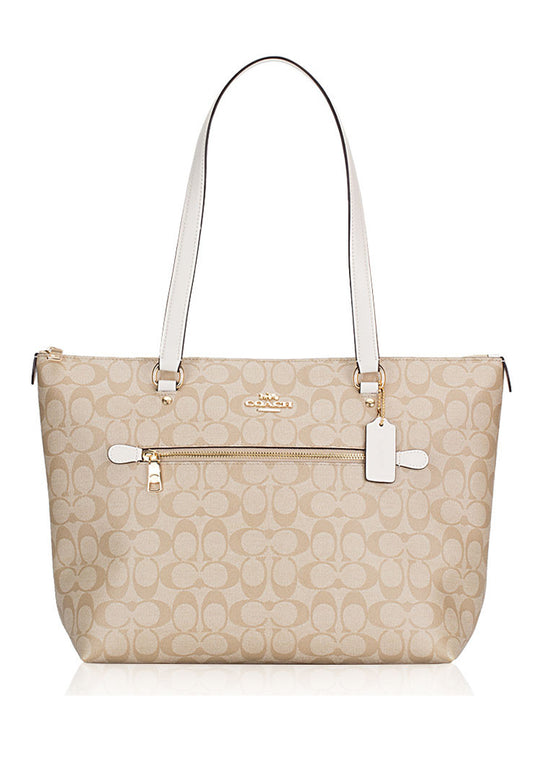 Coach Signature Gallery Tote Bag - Light Brown/White