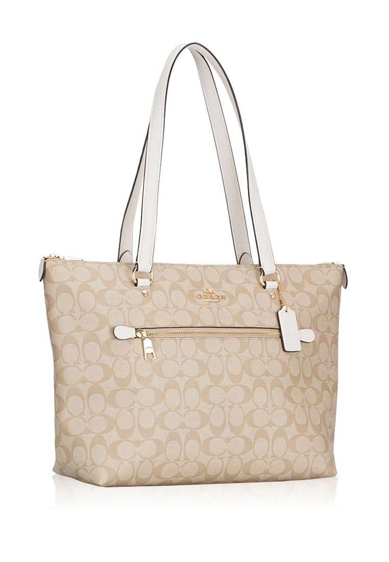 Coach Signature Gallery Tote Bag - Light Brown/White