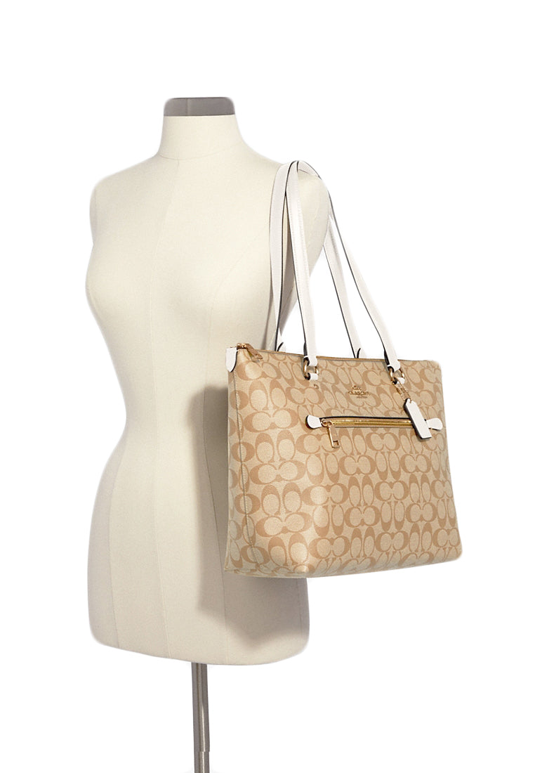 Coach Signature Gallery Tote Bag - Light Brown/White