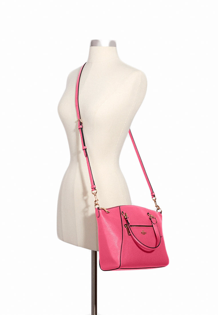 Coach Pebbled Leather Prairie Satchel - Fuchsia