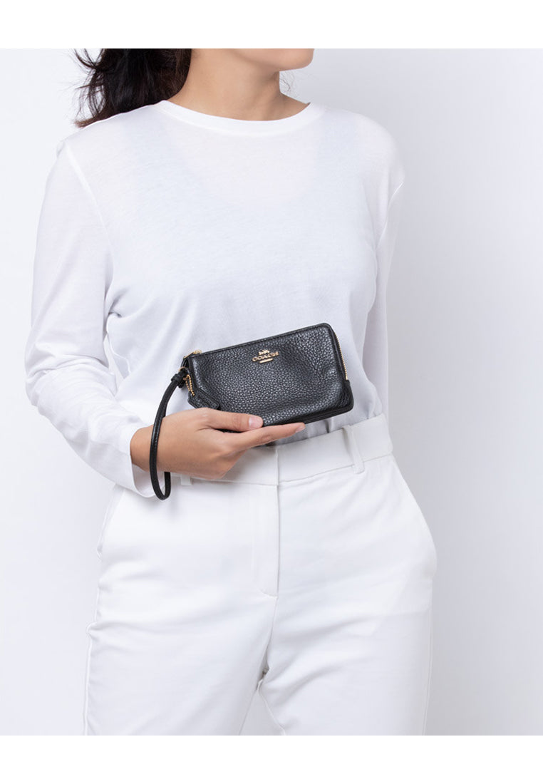 Coach Double Corner Zip Wristlet - Black