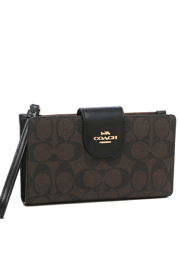 Coach Tech Wallet In Colorblock Signature Canvas - Dark Brown